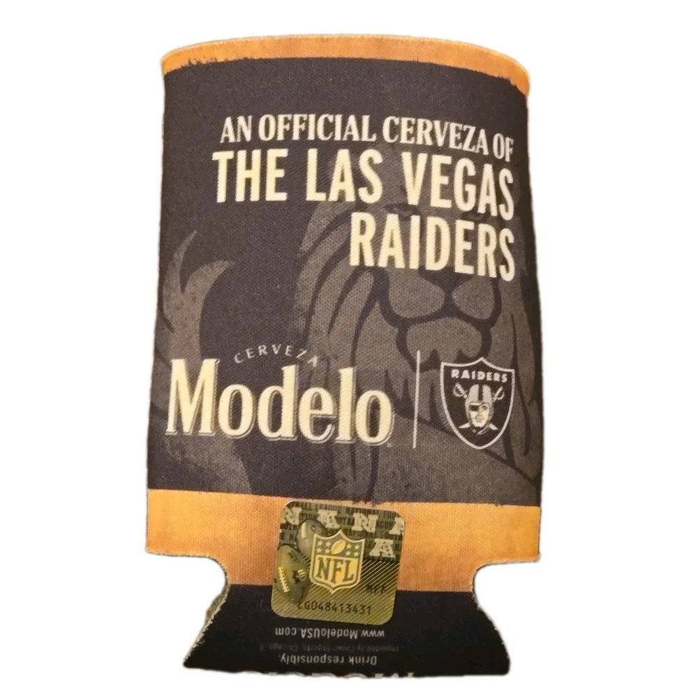 Las Vegas Raiders NFL Modelo Can Coozie Beer Soda Sleeve‎ Black Silver New Gift